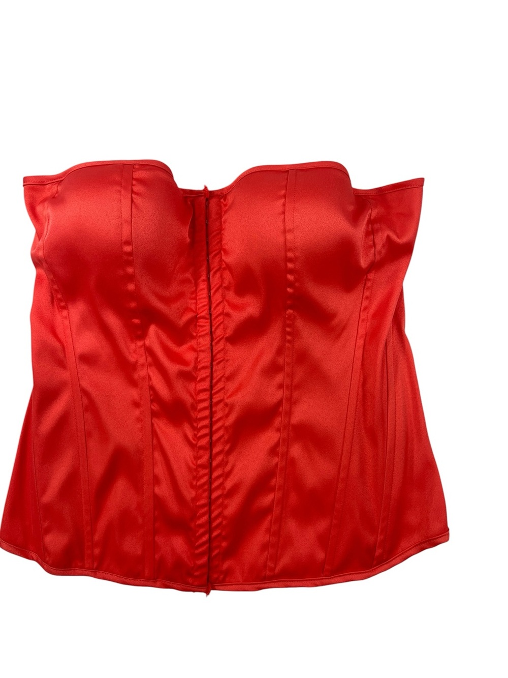 Charlotte Russe Coral Satin Strapless Corset Bandeau Top XL